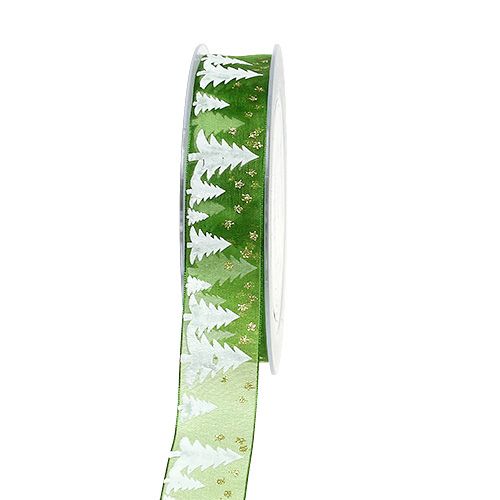 Floristik24 Christmas ribbon green with firs 25mm 20m
