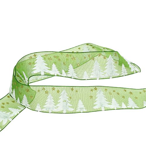 Floristik24 Christmas ribbon green with firs 25mm 20m
