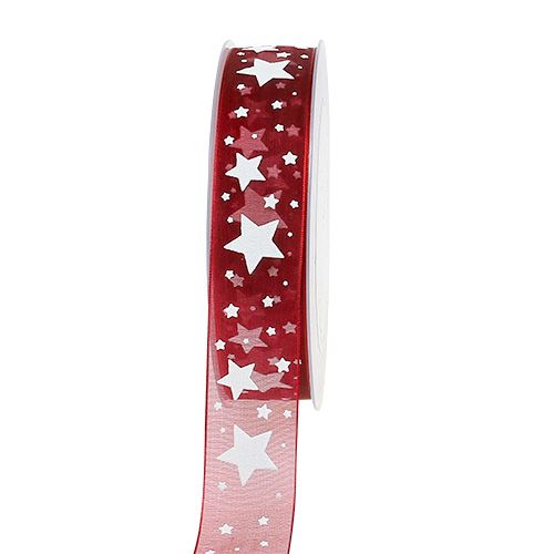 Floristik24 Christmas Organza Ribbon with stars 25mm 20m