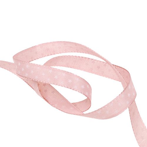 Product Christmas ribbon pink with stars 10mm 25m