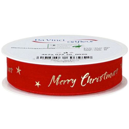 Product Christmas ribbon red gold “Merry Christmas” ribbon 25mm 20m