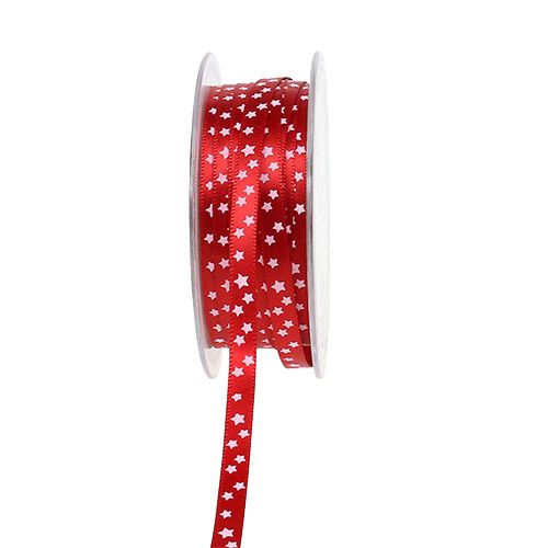 Floristik24 Christmas ribbon red with stars 6mm 20m