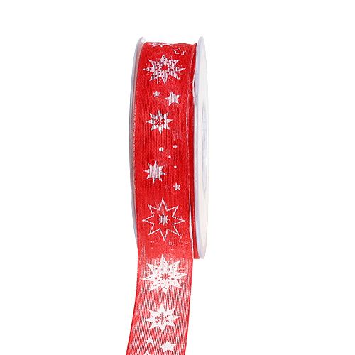 Floristik24 Christmas ribbon red with star pattern 25mm 20m