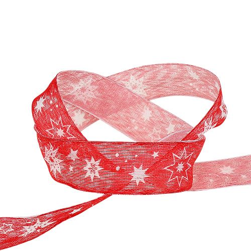 Product Christmas ribbon red with star pattern 25mm 20m