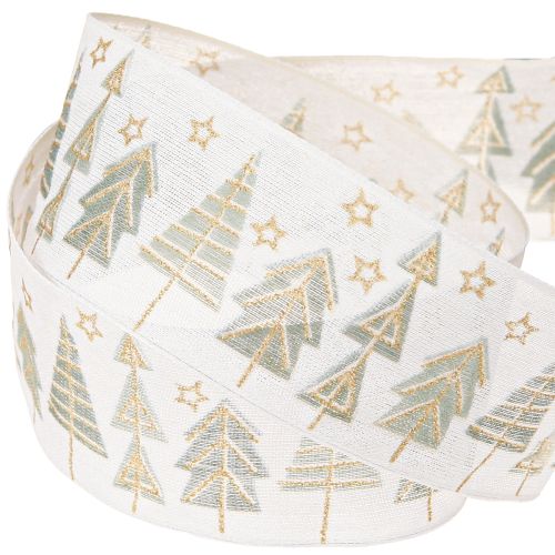 Product Christmas ribbon fir gift ribbon white gold 40mm 18m