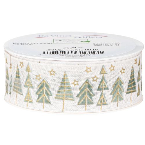 Product Christmas ribbon fir gift ribbon white gold 40mm 18m