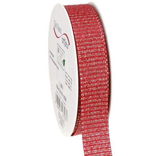 Floristik24 Christmas ribbon with gold threads gift ribbon red 25mm 20m