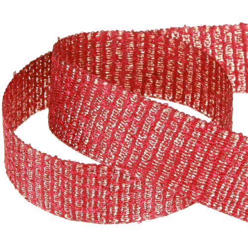 Product Christmas ribbon with gold threads gift ribbon red 25mm 20m
