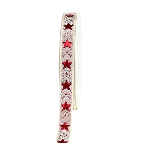 Floristik24 Christmas ribbon with stars cream 15mm 20m