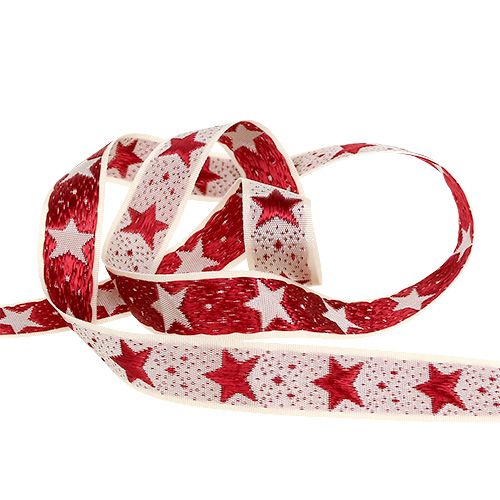 Floristik24 Christmas ribbon with stars cream 15mm 20m