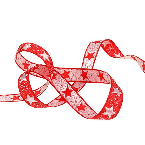 Floristik24 Christmas ribbon with stars red 15mm 20m
