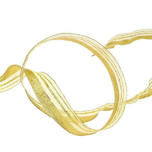 Floristik24 Christmas ribbon with stripes gold 25mm 20m