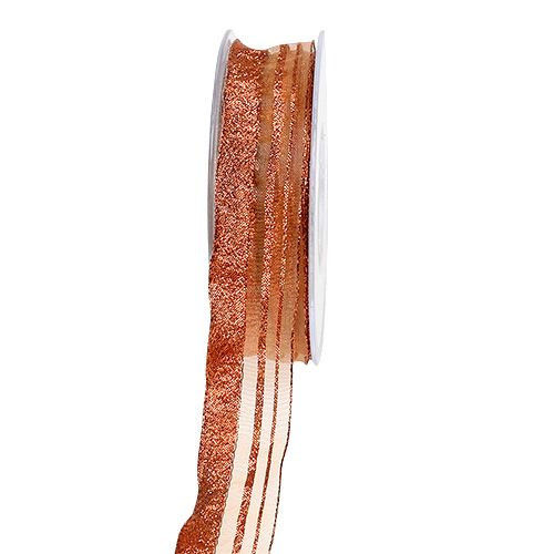 Floristik24 Christmas ribbon with strips of copper 25mm 20m