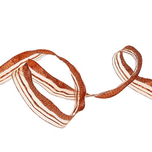 Floristik24 Christmas ribbon with strips of copper 25mm 20m