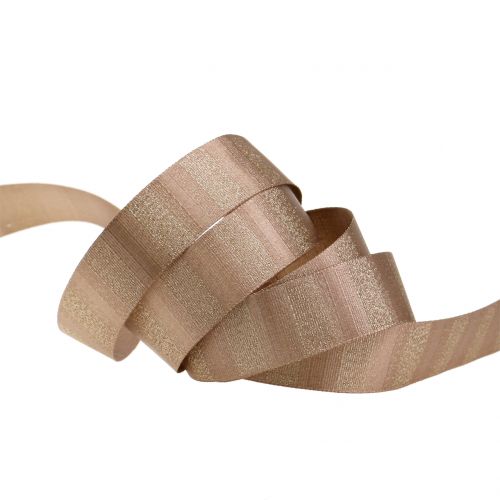 Product Christmas ribbon with gold threads Brown 25mm 20m