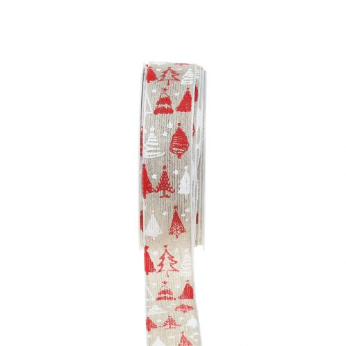 Floristik24 Christmas ribbon Christmas tree red 25mm 15m