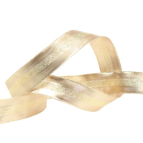 Floristik24 Christmas ribbon gold with wire 25mm 20m
