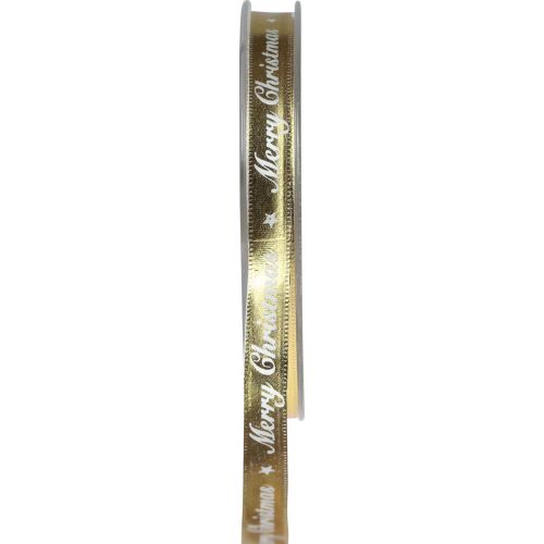 Christmas ribbon Merry Christmas Ribbon White Gold 10mm 20m