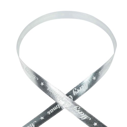 Christmas ribbon Merry Christmas Ribbon Silver White 10mm 20m
