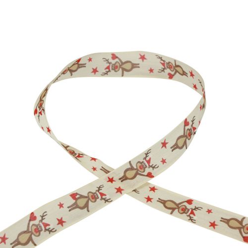 Floristik24 Christmas ribbon reindeer cream gift ribbon Christmas 25mm 20m
