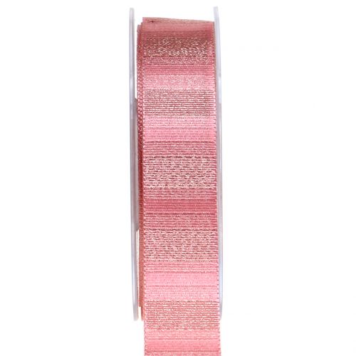 Floristik24 Christmas ribbon with gold thread Rosa 25mm 20m