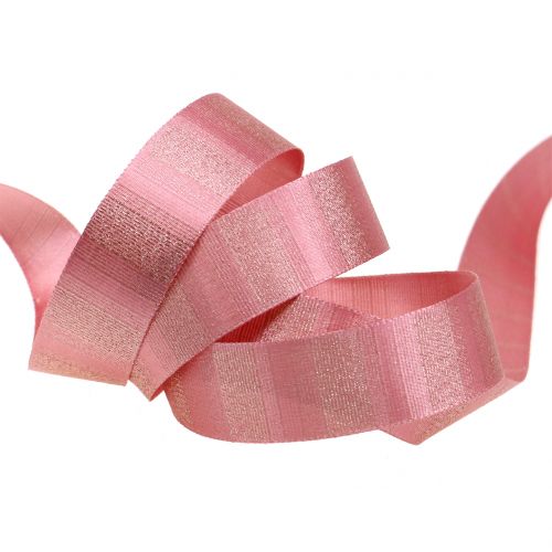 Floristik24 Christmas ribbon with gold thread Rosa 25mm 20m