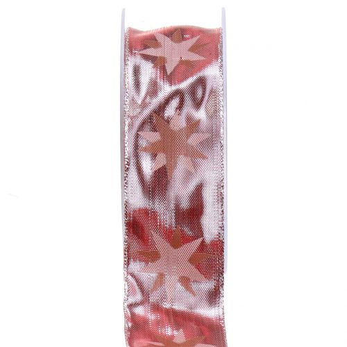 Floristik24 Christmas ribbon holographic pink, silver 40mm 20m