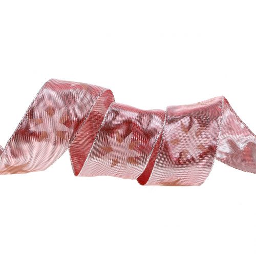 Product Christmas ribbon holographic pink, silver 40mm 20m
