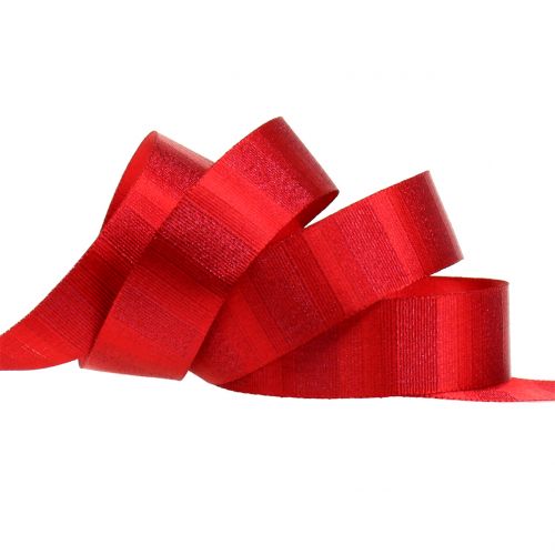 Product Christmas ribbon with gold threads red 25mm 20m