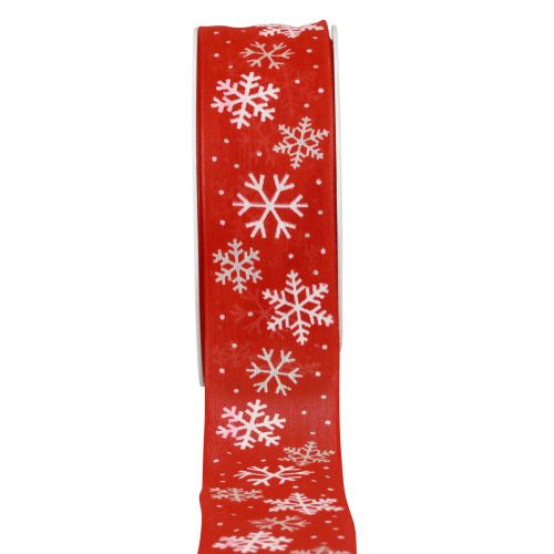 Floristik24 Christmas ribbon red snowflakes gift ribbon 40mm 15m