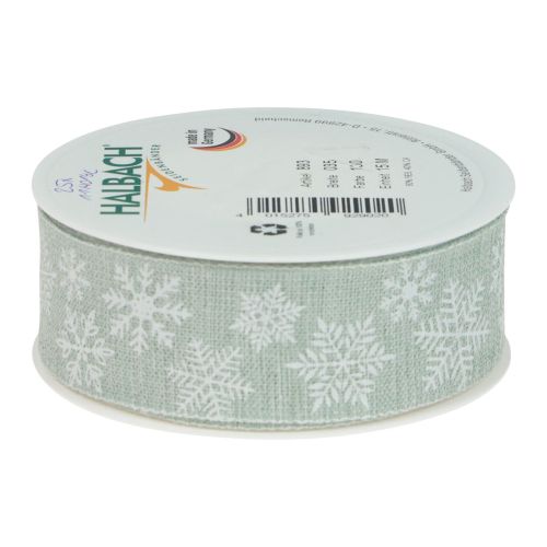 Product Christmas ribbon snowflake gift ribbon light green 35mm 15m