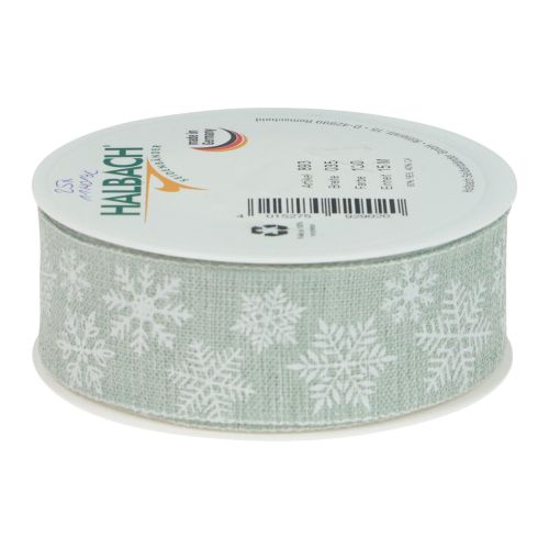 Floristik24 Christmas ribbon snowflake gift ribbon light green 35mm 15m