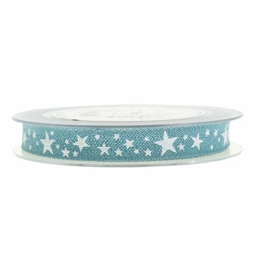 Floristik24 Jute band with star motif blue 15mm 15m