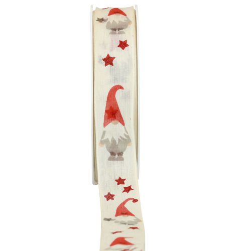 Product Gift ribbon Christmas ribbon gnome cream 25mm 20m