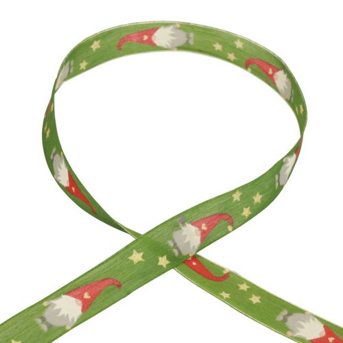 Product Christmas Ribbon Gnome Green 25mm 20m