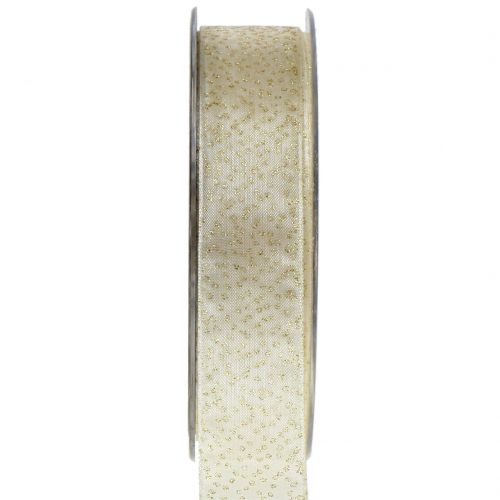 Floristik24.co.uk Christmas ribbon with mica gold 25mm 20m