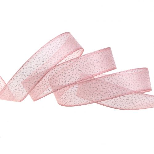 Product Christmas ribbon with mica pink 25mm 20m