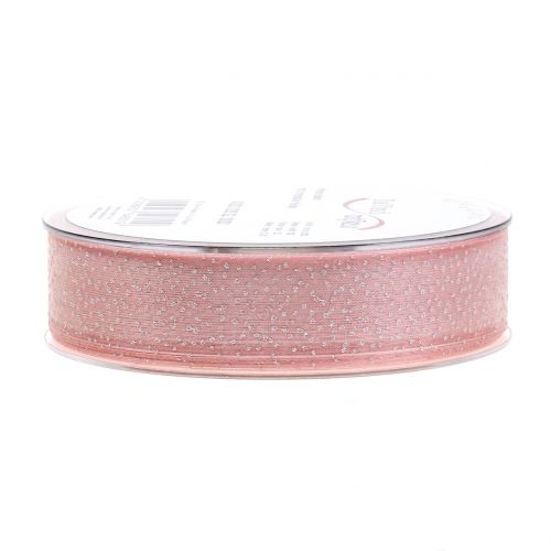 Floristik24 Christmas ribbon with mica pink 25mm 20m