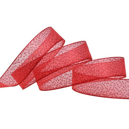 Product Christmas ribbon with mica red 25mm 20m