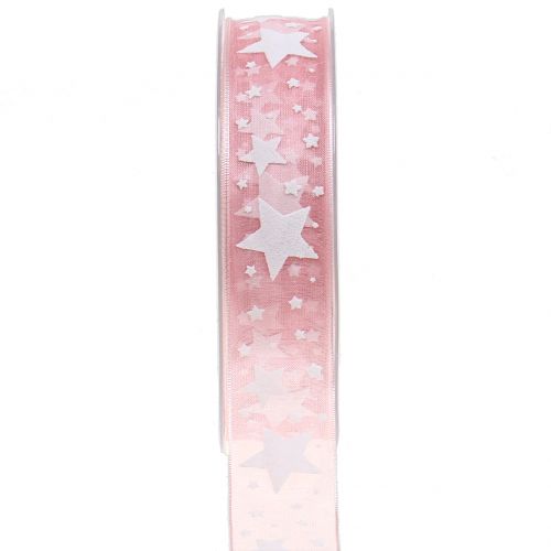 Floristik24 Christmas ribbon with motif pink 25mm 20m