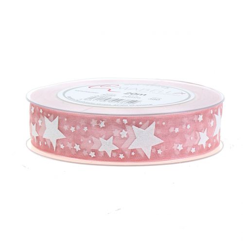 Floristik24 Christmas ribbon with motif pink 25mm 20m