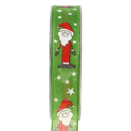 Floristik24 Christmas ribbon with Santa Green 25mm 20m