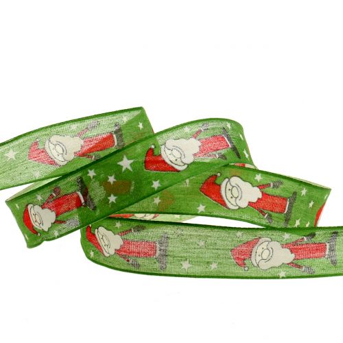 Product Christmas ribbon with Santa Green 25mm 20m