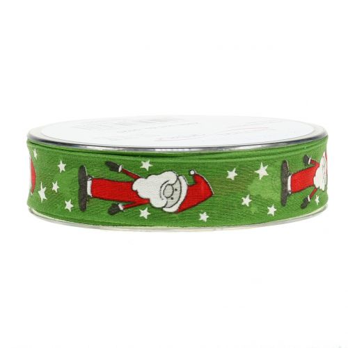 Floristik24 Christmas ribbon with Santa Green 25mm 20m