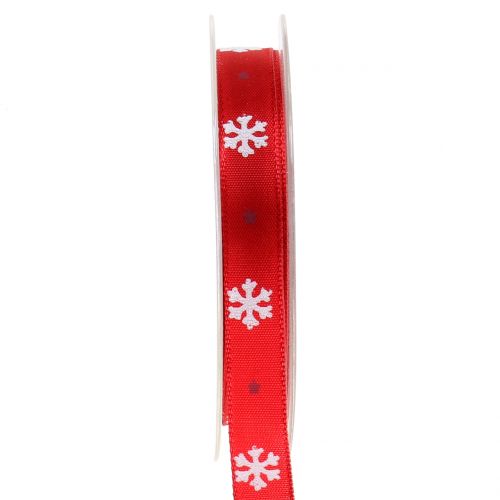 Floristik24.co.uk Christmas ribbon with snowflake red 15mm 20m-120115-123