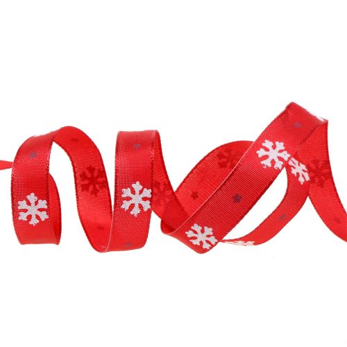 Product Christmas ribbon with snowflake red 15mm 20m