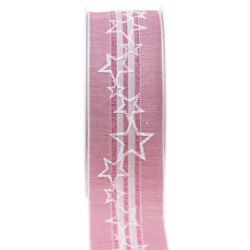 Floristik24 Christmas ribbon with star old rose 35mm 15m