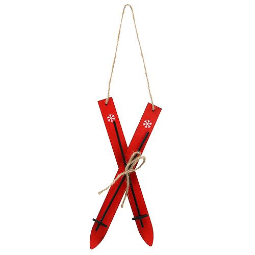 Floristik24 Christmas tree hanger ski wood 21cm red 9pcs