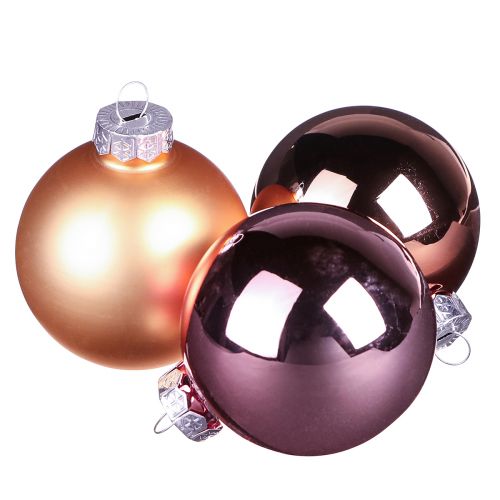 Product Christmas tree balls made of glass pink apricot Ø6cm 24 pcs