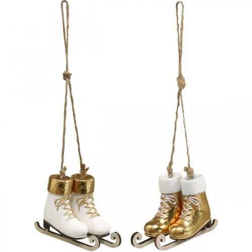 Floristik24 Christmas tree decoration ice skate gold, white 10×8×3cm 2pairs